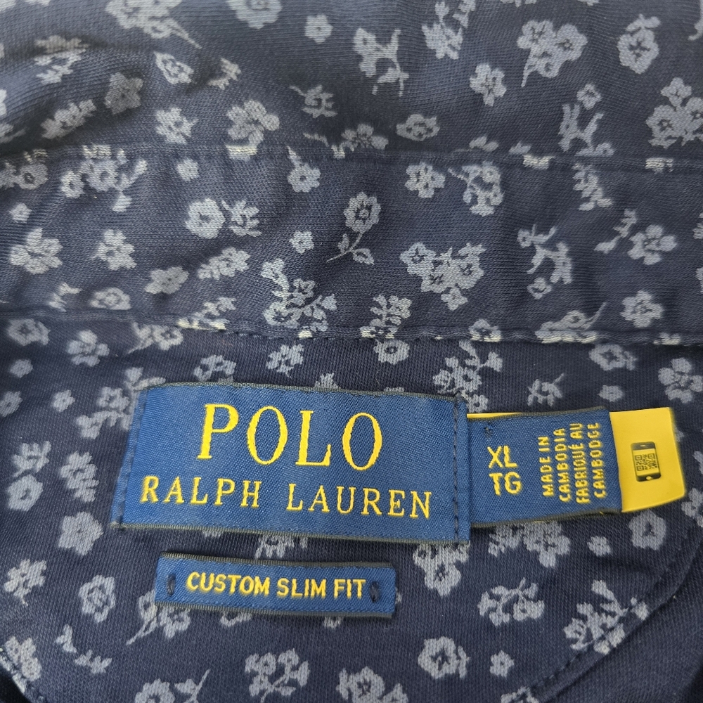 Polo Ralph Lauren Men's Size XL Blue White Floral All Over Print Slim Fit Cotton - Picture 6 of 9
